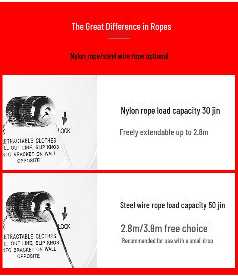 Invisible No-Drill Retractable Clothesline - Indoor/Outdoor, Stainless Steel & Nylon Drying Rope.