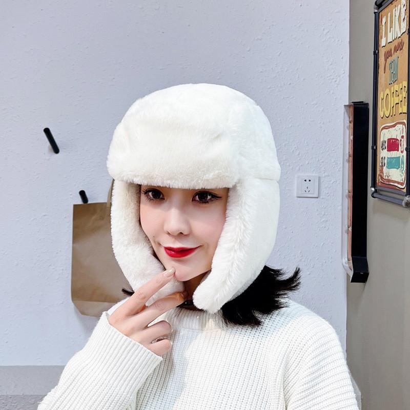 Winter Newly Added Velvet Thickened Lei Feng Hat Plush Windproof Hat for Women Outdoor Cycling Ear Protection Northeast Thermal Hat