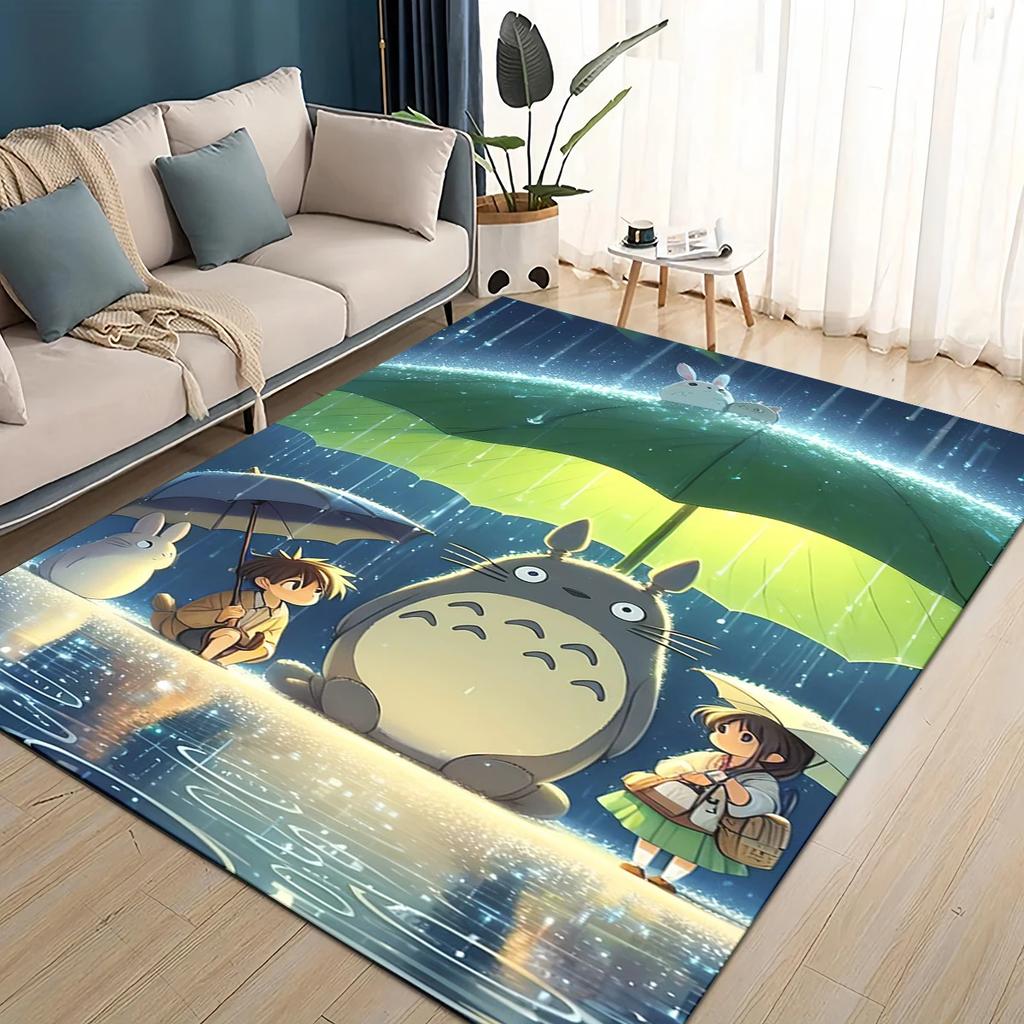 3D T-Totoros Cartoon Area Rug,Carpet Rug for Living Room Children's Bedroom Sofa Doormat Decor,kids Play Non-slip Floor Mat