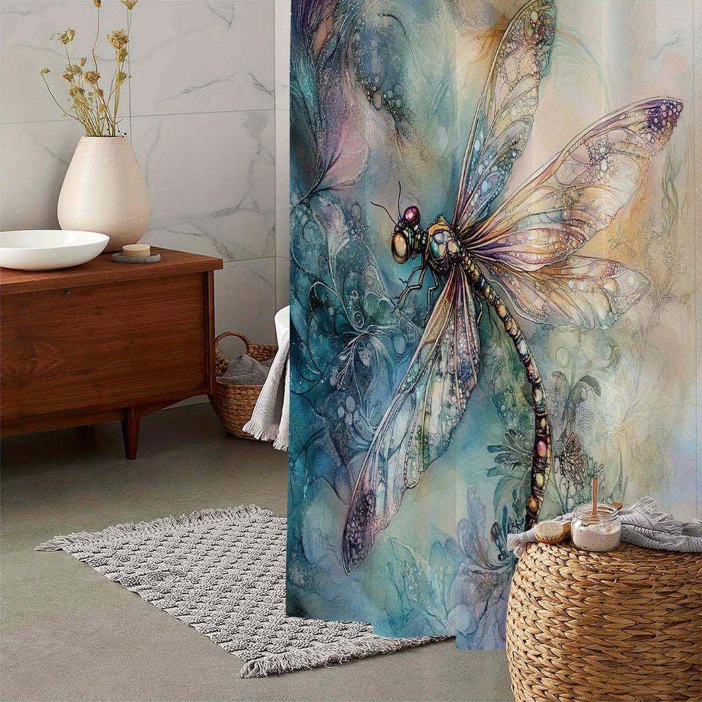 Quick Dry Easy Clean Shower Curtain With Hooks Waterproof Anti-mold Cute  Style Multi-scene Use For Bathtub Privacy Protection