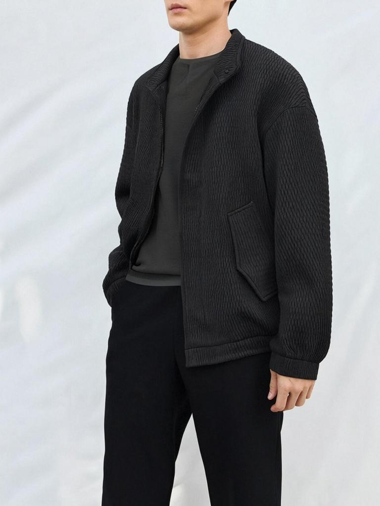 Men's Autumn/Winter Loose Fit Tree Grain Zip-Up Cardigan Jacket