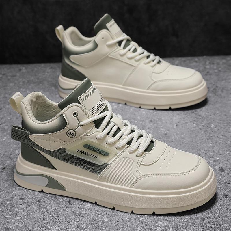 Fashion Shoes for Men Leather Casual Shoes Autumn Cool Flat Skateboard Shoes Youth Street Lace-up Sneaker