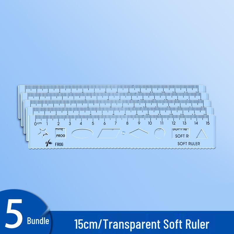 Riglă Moale Multifuncțională – Ondulată și Dreaptă, 15cm/20cm, Plastic Transparent pentru Elevii din Clasa I