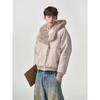Giacca trapuntata corta unisex in cotone stile retrò americano con cappuccio e bordo in ecopelliccia, cappotto caldo invernale