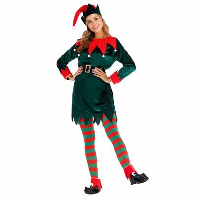 Adult’s Elf Costume Christmas Workshop Elf Suit Women Green Outfit