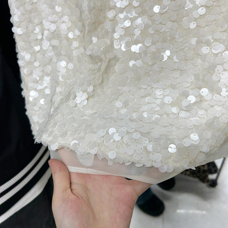 Elegant Sequin Mesh Skirt: 2025 Autumn/Winter Slimming Style with Elastic Waist