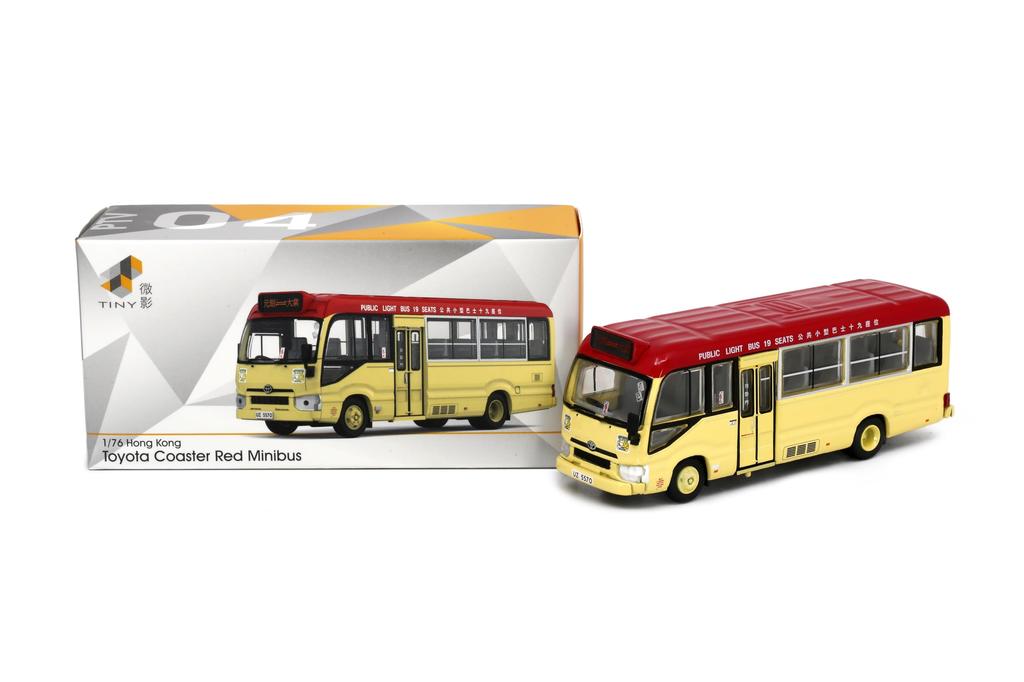 Tiny City Scale 183 Toyota Coaster Red Diecast Model Car 1/76 No. Minibus, (19 Seats)