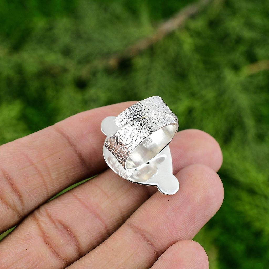 Gift For Her 925 Silver Natural Black Tiger'S Eye Promise Adjustable Ring