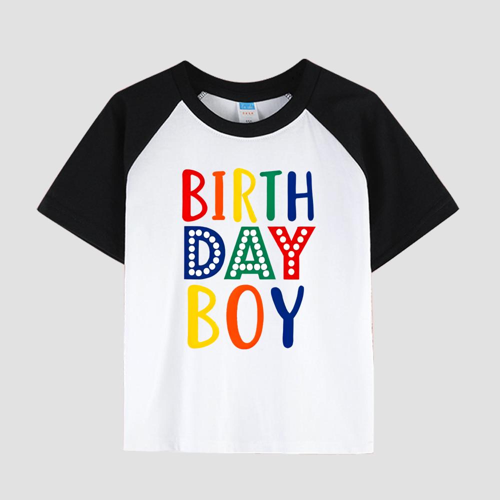 Children's Short Sleeve T-Shirt with Drop Shoulder, Round Neck, Cotton Fabric, Boy's Casual Fashion Top for Summer