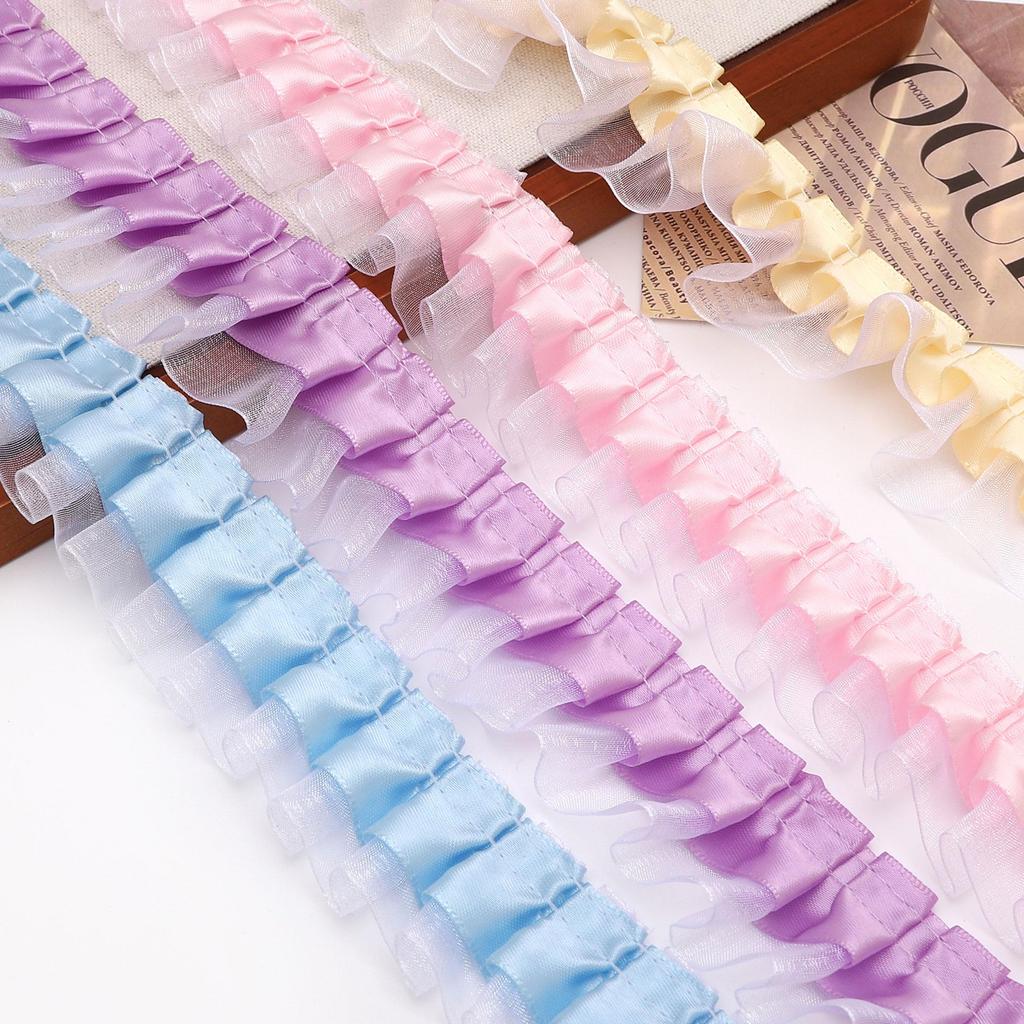 [1m] Double-layer Pleated Lace Snow Gauze Lace DIY Princess Dress Lace Flower Accessories