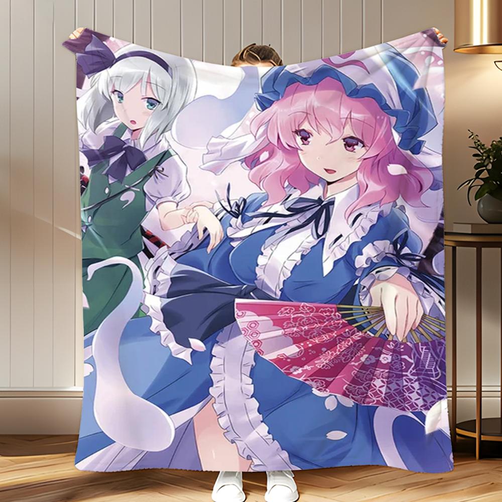 classic game IP The Touhou Project Throw Soft Coral Fleece Blanket 310gsm Fluffy Warm Throw for Sofa Bed Couch Bedroom Decor