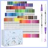 Ohuhu Art Marker 160 Brush Extra Fine Twin Watercolor Vivid Quick Perfect for Coloring Art with Storage Great Gift for Pens, Colors, Water-Based