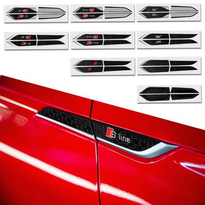 2pcs 3D ABS Car Fender Side Wing Emblem Stickers Decals For S1 S5 SLINE RS5 ABT Badge Decoration Auto Modification Accessories