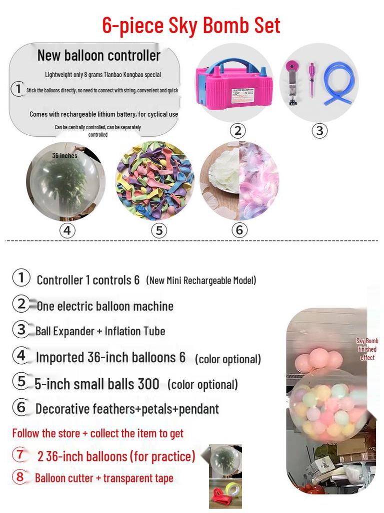 Outdoor Wedding Sky Explosion Balloons Set: Helium Balloons with Complete Assembly Tools for Hotels and Bridal Events