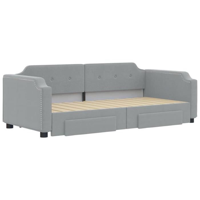 VidaXL Daybed with Trundle and Drawers Light Grey 90x190 Cm Fabric 3197680