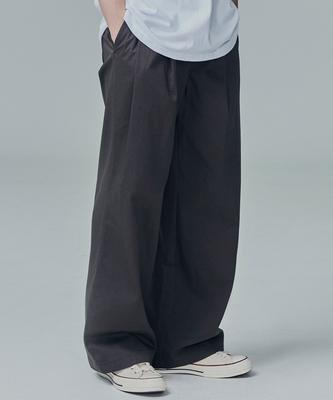 NOT4NERD Two Tuck Wide Cotton Pants - Charcoal