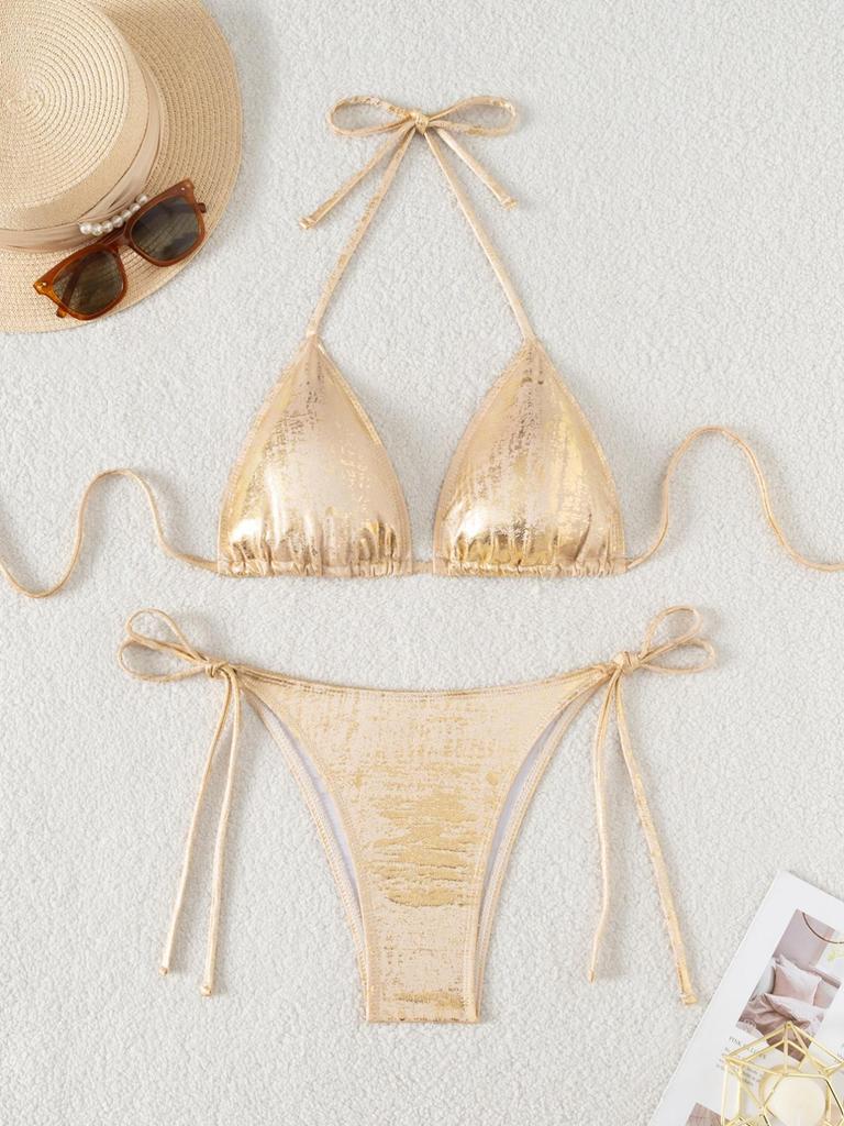 Costume da bagno da donna sexy con coulisse laccio laterale a vita alta nuovo bikini