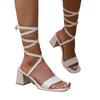 Fashion Shoes for Women 2024 Hot Sale Lace-up Women's Sandals Fashion Peep Toe Office and Career New Square Toe Heeled Sandals Zapatos