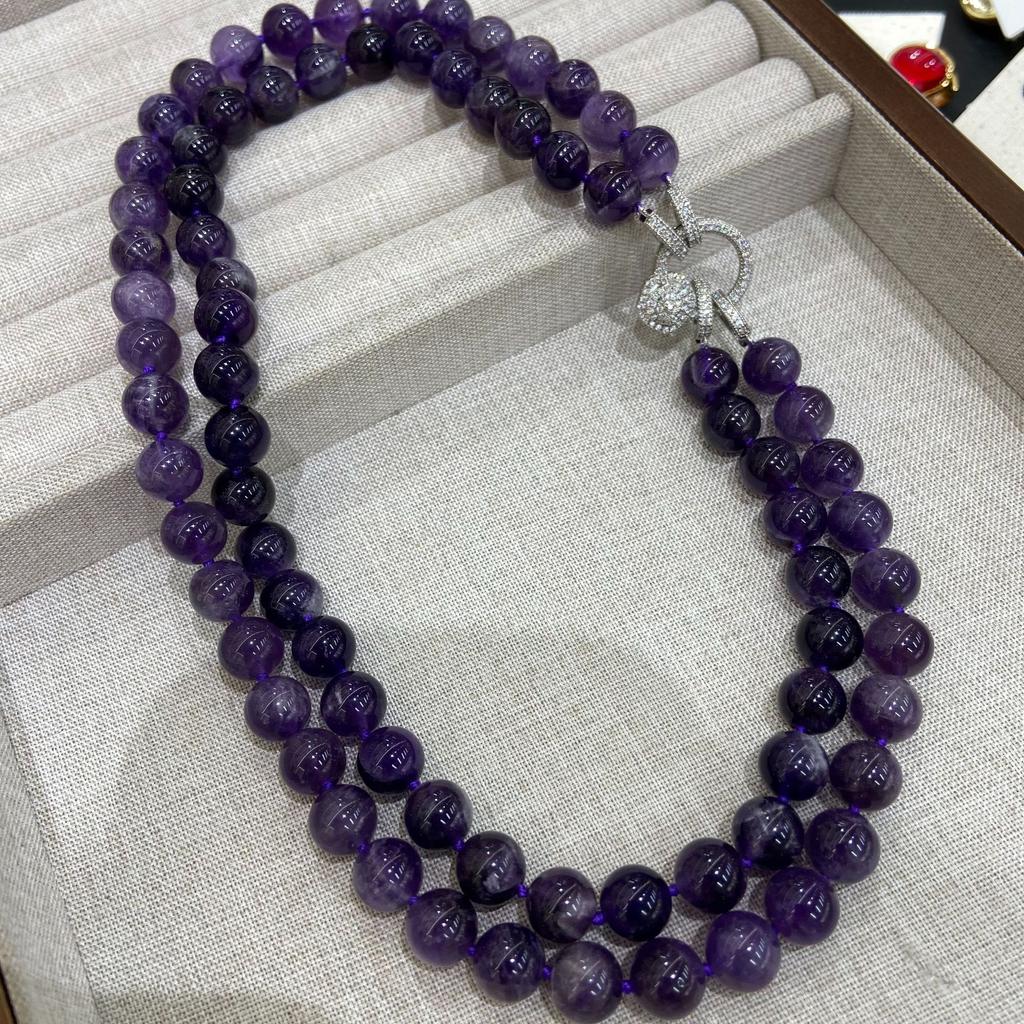 10Mm Natural Amethyst Large Particle Double-Layer Removable Necklace Sweater Chain Knotted, A Variety Of Ways To Wear