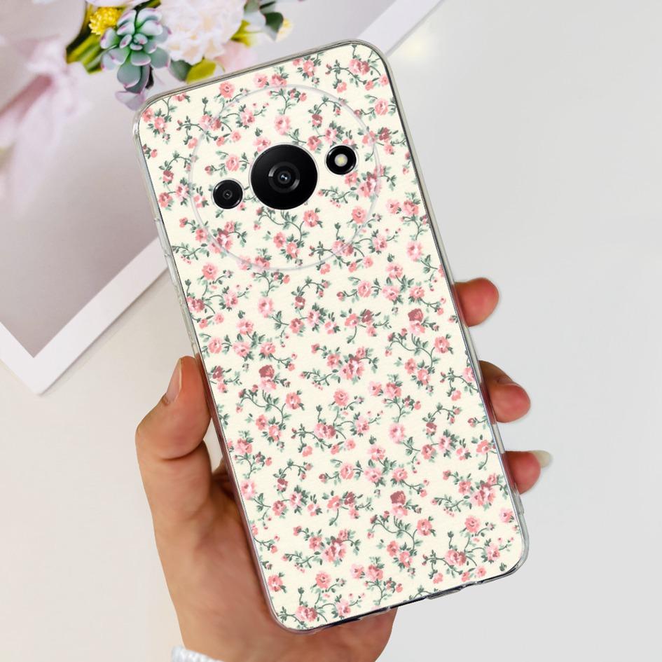 For Funda Xiaomi Redmi A3 Case 2024 Fashion Flower Transparent Silicone Soft TPU Phone Case For Xiomi Redmi A3 RedmiA3 4G Covers