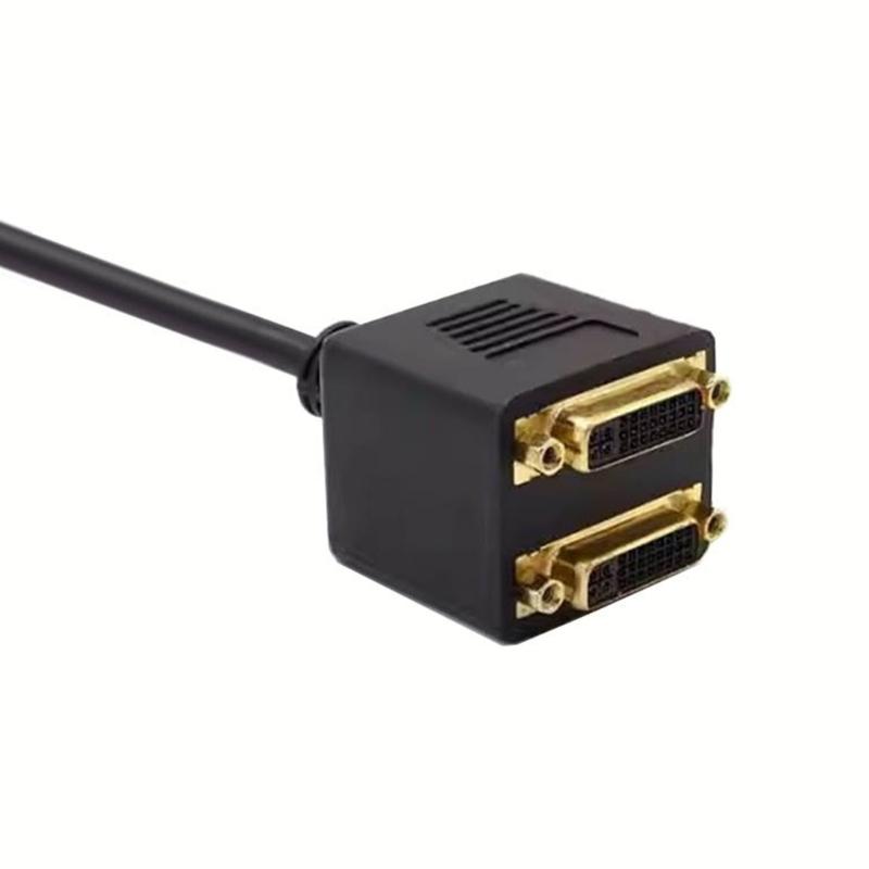 DVI 24+5 Y Splitter Adapter Male To Female For Double Monitor Setups With 1080P High Clear Video Output for Homes,