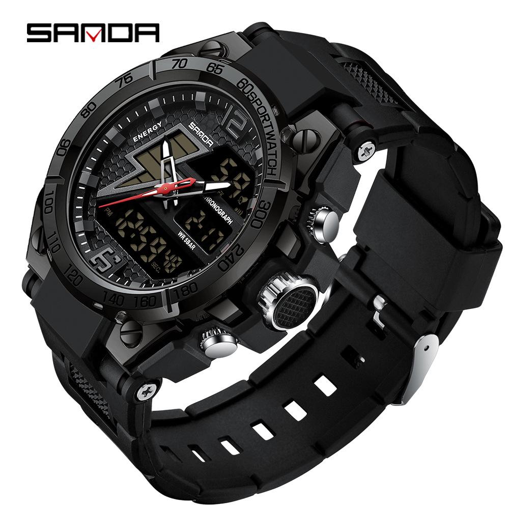 Sanda 6024 Outdoor Sports Shockproof Waterproof Luminous Watch - Unisex Multifunctional Electronic Watch
