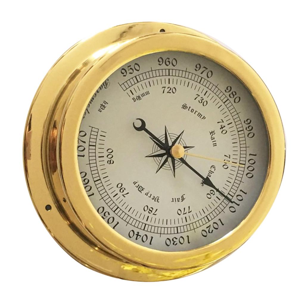 Set Stazione Meteo Barometro Marino 4 Pezzi Tipo a Parete Ottone per Cassa per