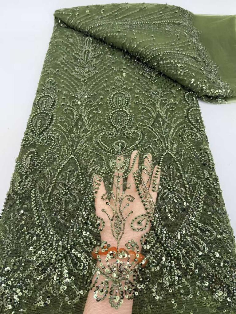 African French Tulle Groom Lace Fabric 5 Yards 2026 High Quality Sequin Nigeria Lace Fabric African Mesh Lace Fabric For Wedding