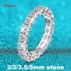 Smyoue 2-5mm Vollmoissanit Ring für Damen Funkelnde Hochzeits-Ewigkeitsringe 100% S925 Silber Schmuck Klassischer Ring