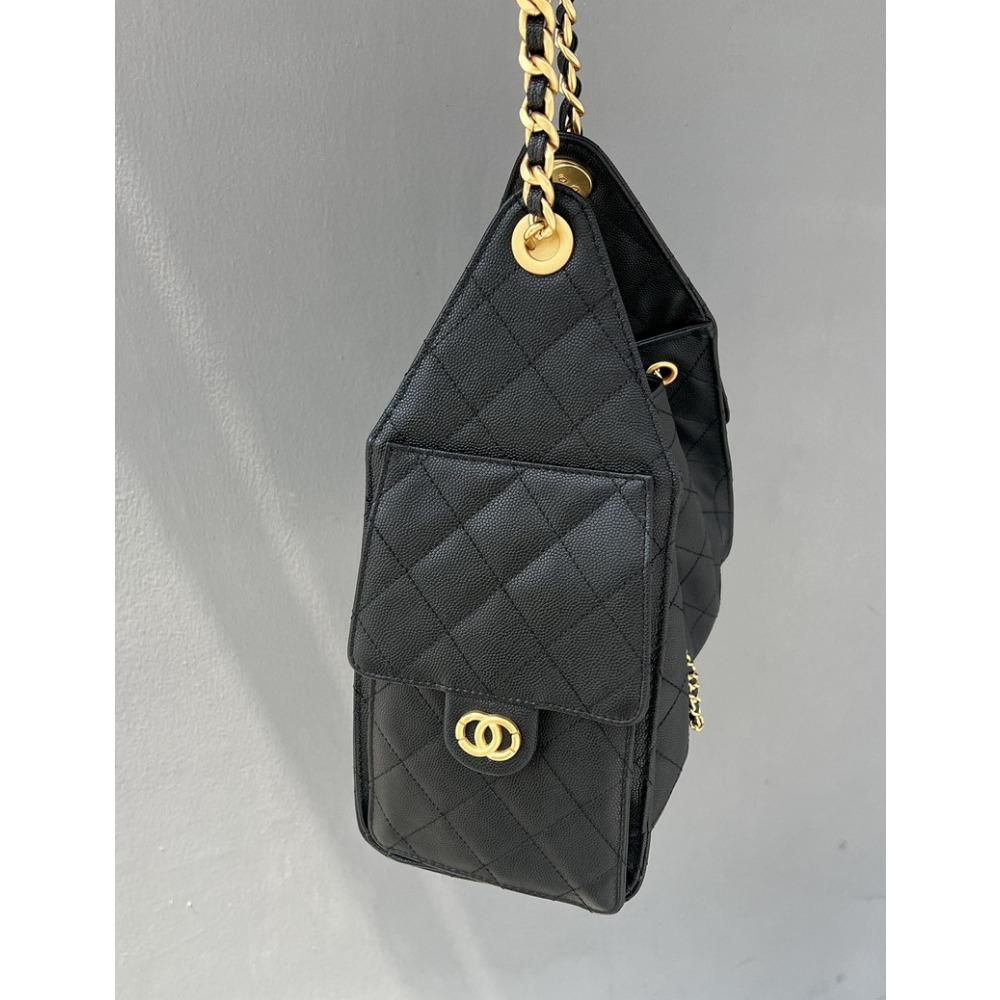 25 Novas bolsas femininas de couro padrão caviar padrão bola grande capacidade bolsa hippie hobo corrente diamante cordão axila