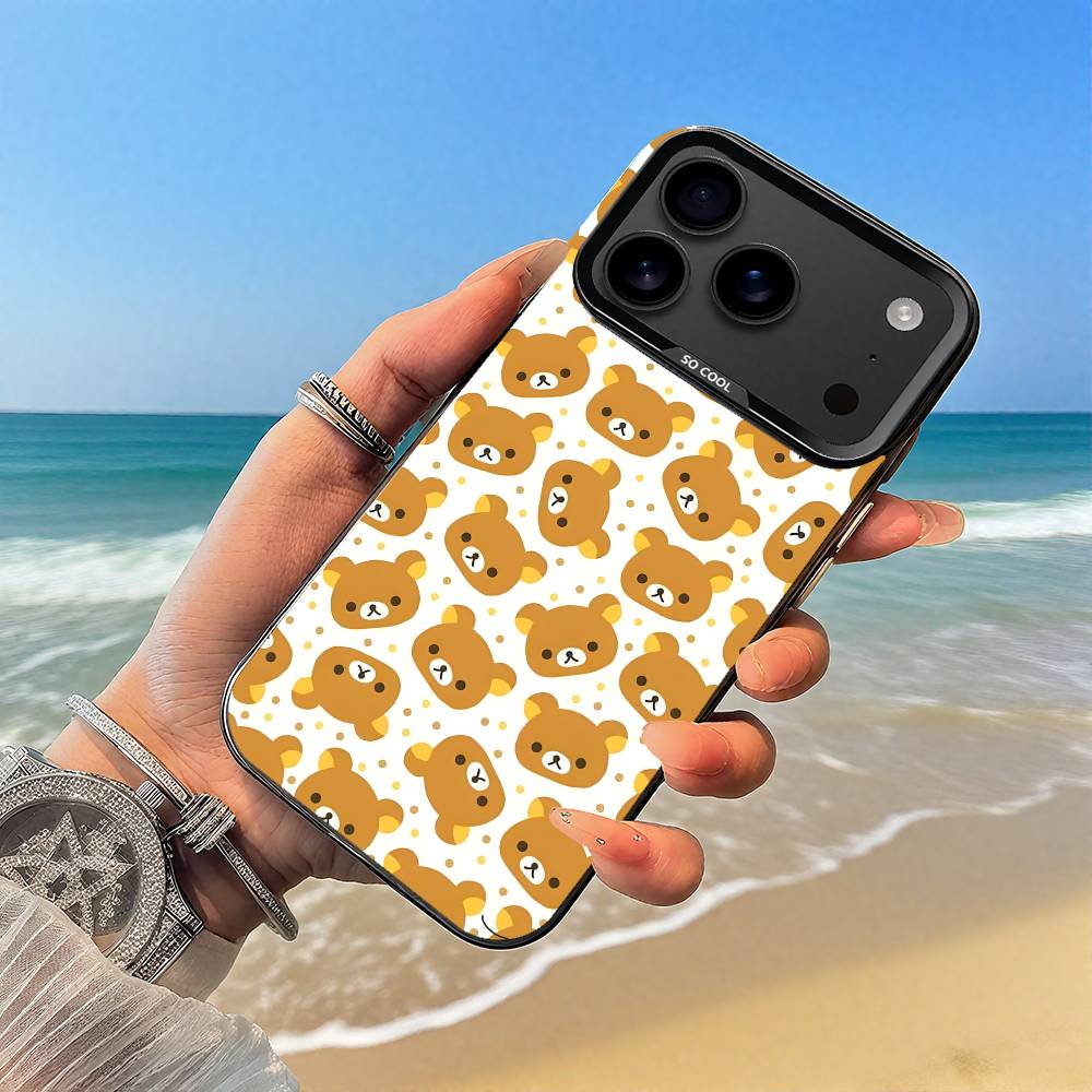 Cartoon Cute Rilakkuma Phone Case Black case for iPhone17,16,15,14,13,12,Pro,Max,Plus,E,SE4,Air,Mini