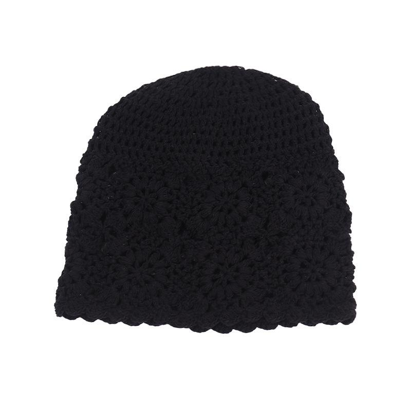 Ethnic Style Crochet Flower Knitted Hat Hollow Out Beanies Knit Cap Handmade Korean Apparel Accessories