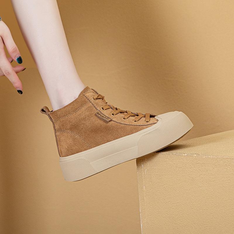 Autumn new fashionable versatile comfortable lace-up small soft-soled casual shoes flat baseplate shoes high-top women
