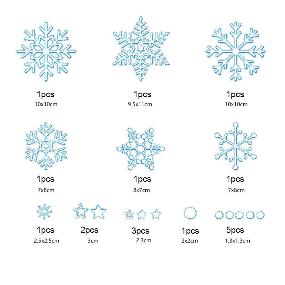 DIY Shopwindow Snow Stickers Green Silver Luminous Snowflakes Decals Glass Windows Door