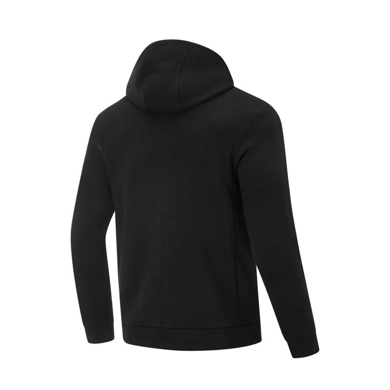 Li Ning Fitness Series Comfortable Versatile Hooded Cardigan Sweatshirt Men sweatshirt Black AWDV613-1
