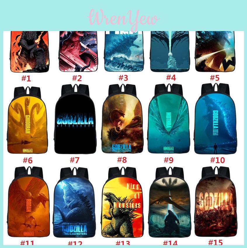 Wytrzymały plecak 3D Godzilla Król Potworów Plecak Szkolny dla Dzieci o Klasycznym Wyglądzie