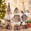Extendable Christmas Decorative Figure with Fabric Texture, Holiday Character Ornament for Living Room Shelf Displays