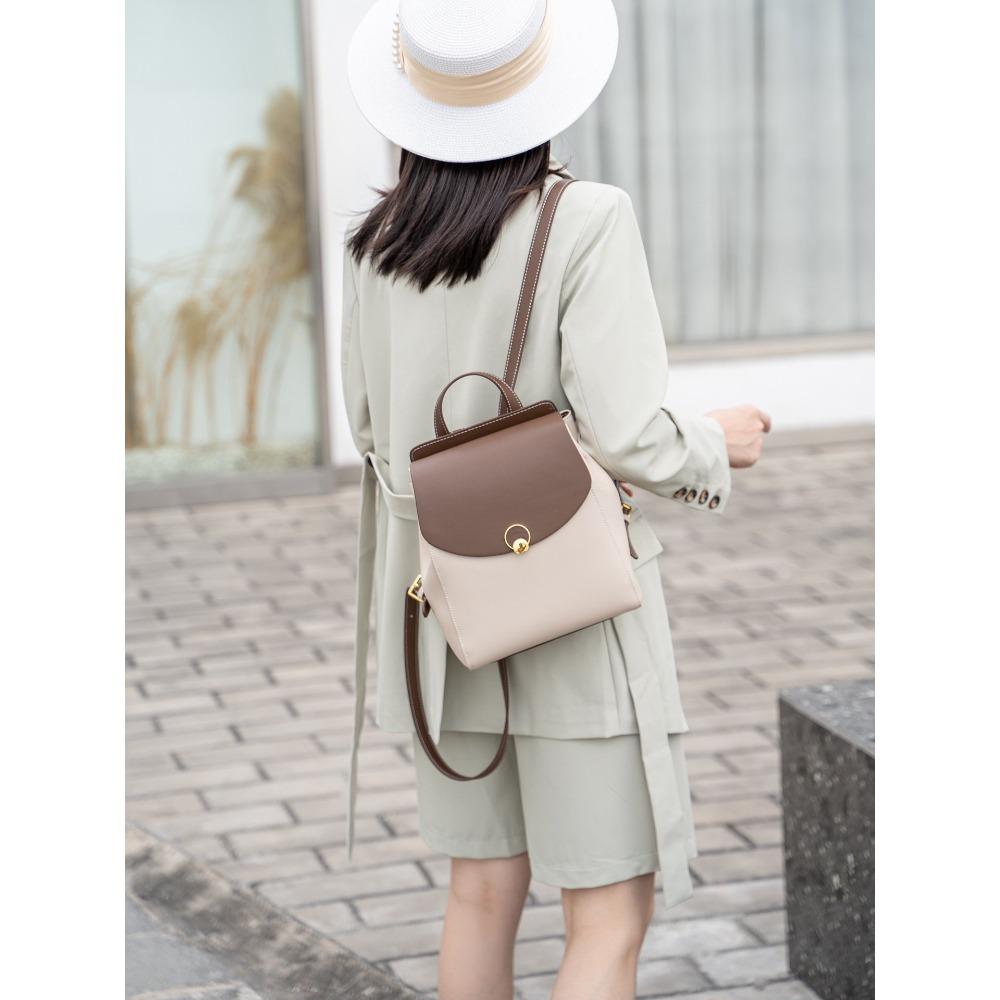 

Рюкзак женский новый повседневный большой вместимости универсальный дорожный школьный рюкзак модный контрастного цвета из коровьей кожи рюкзак для поездок на работу слюда