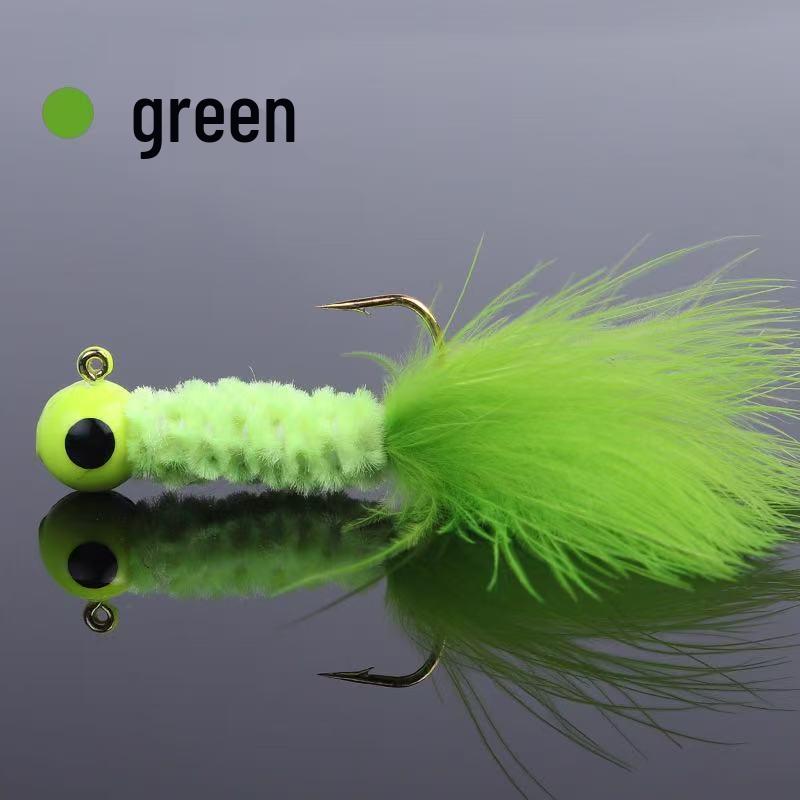 25-Piece Box Set: Five-Color Chicken Feather Lead Head Hooks (1g, 2g, 3.5g)