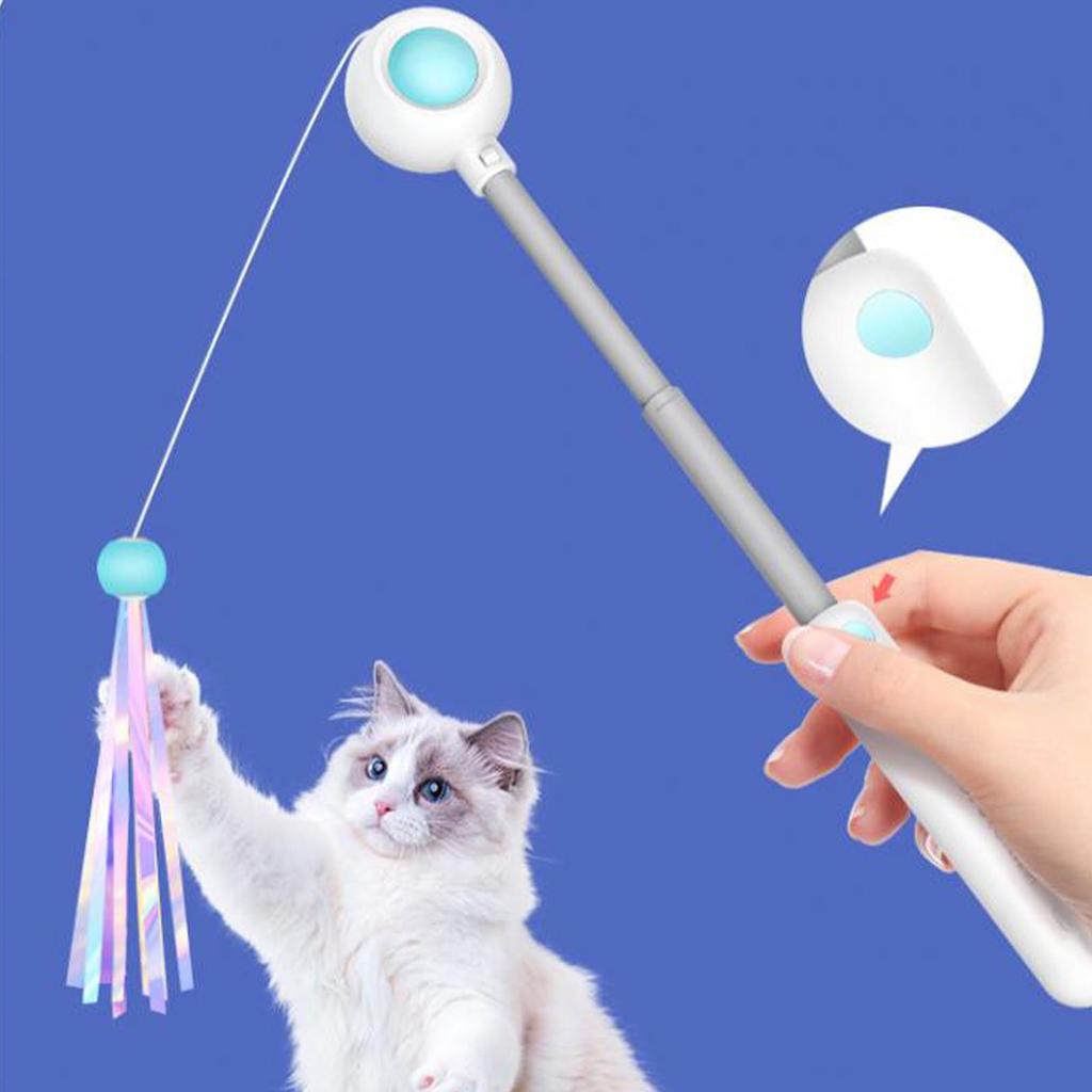 Retractable Cat Wand Attract Attention Cat Tser Wand Toy Cat Interactive Toy for Exercise
