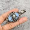 Owyhee Opal & Rainbow Moonstone Pendant, 999 Copper Wire Wrapped Jewelry, Gemstone Pendant, Gift For Her Handmade Dainty Jewelry