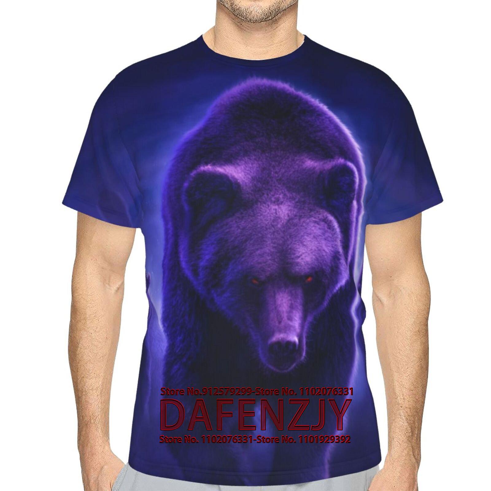 

Модная одежда с коротким рукавом с принтом медведя, летняя футболка 2025 года с круглым вырезом и 3D-принтом в виде животных, свободные мужские дышащие футболки S золотой