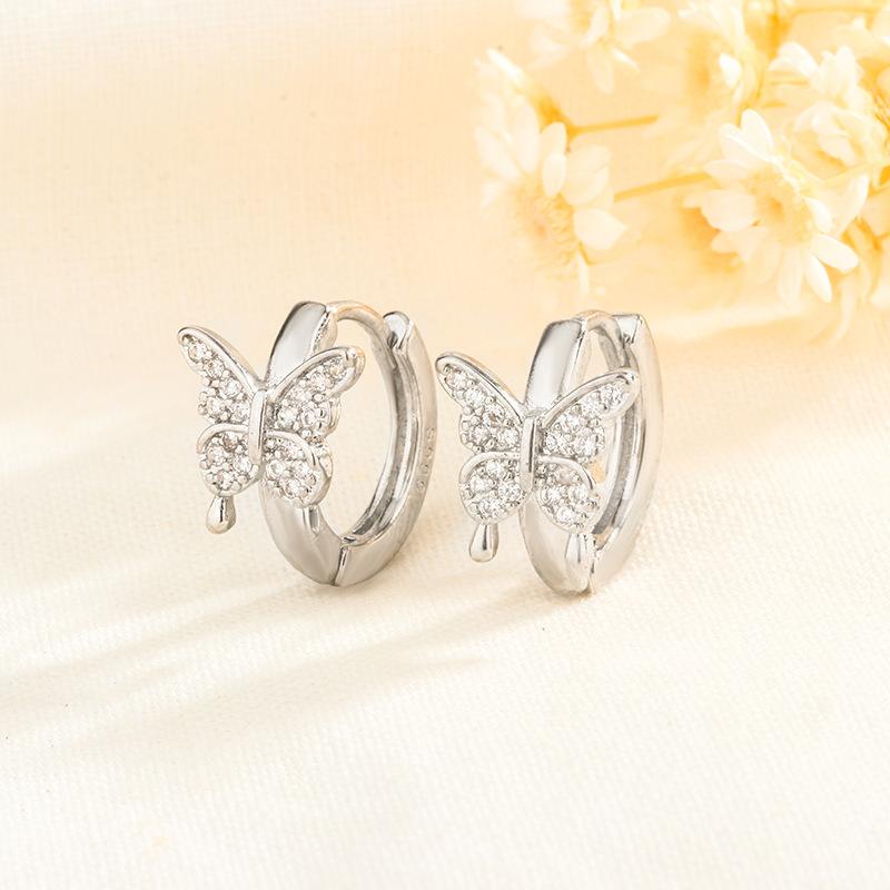 Rhinestone Butterfly Ear Cuffs Forest Fresh Girly Fashion Earrings For Women Trendy Jewelry