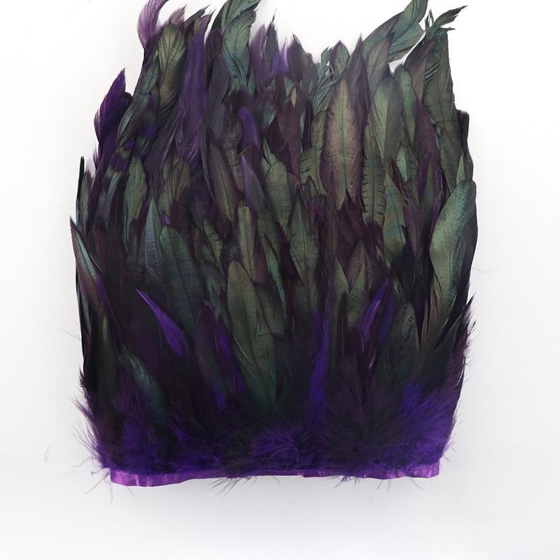 

10 метров бахрома из натуральных петушиных перьев 5-7 дюймов лента для рукоделия и рукоделия DIY вечерние аксессуары для платья в виде сливы фиолетовый