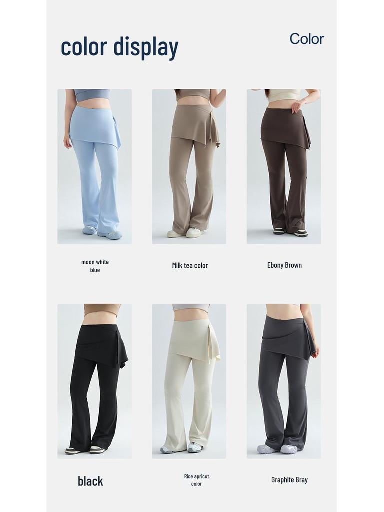 Women's High Waist Yoga Skirt Pants - Hip-Lifting Flare Trousers for Pilates & Fitness (Plus Size Available)