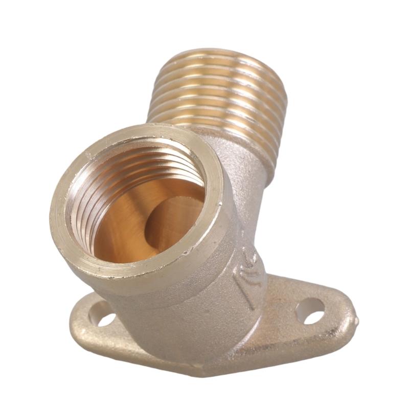 2Pieces Brass Wall Plate and Socket DN15 Distributor 90 Degree Thread Fitting Parts Accessory for Plumbing Systems