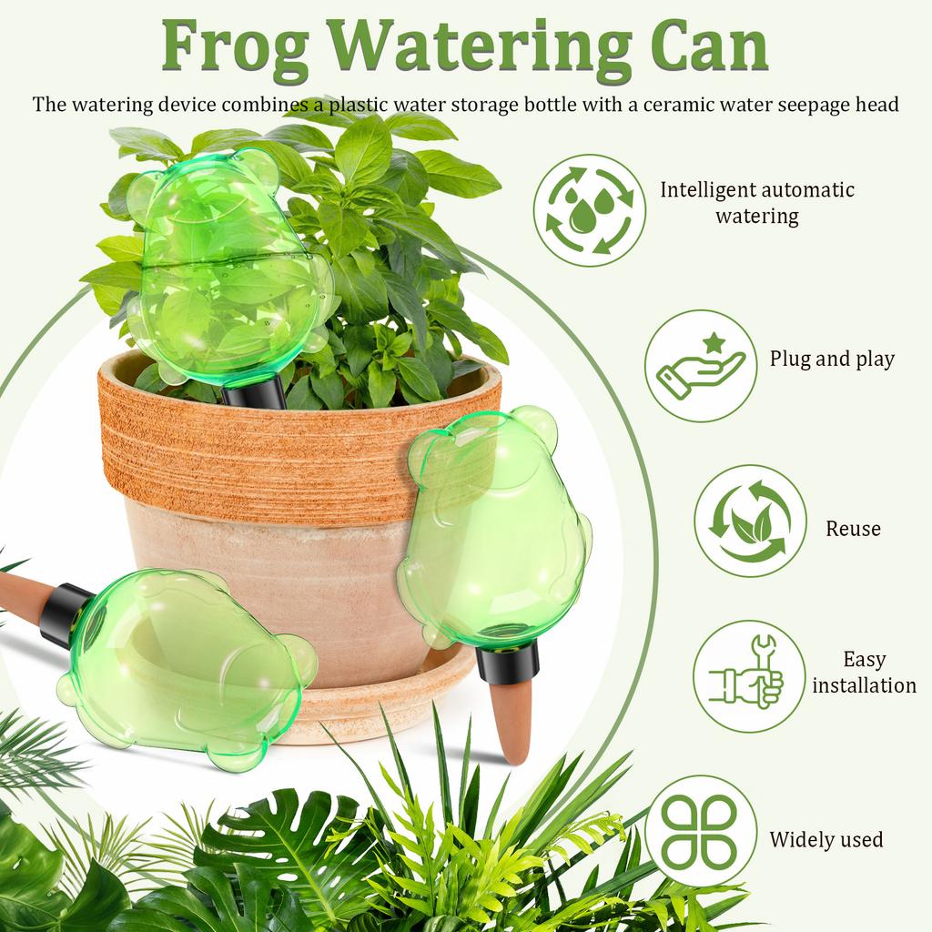 4Pcs Automatic Plant Watering Bulbs 375ml Clear Frog Style Self Watering Globe Insert Drip Irrigation System Garden Accessories