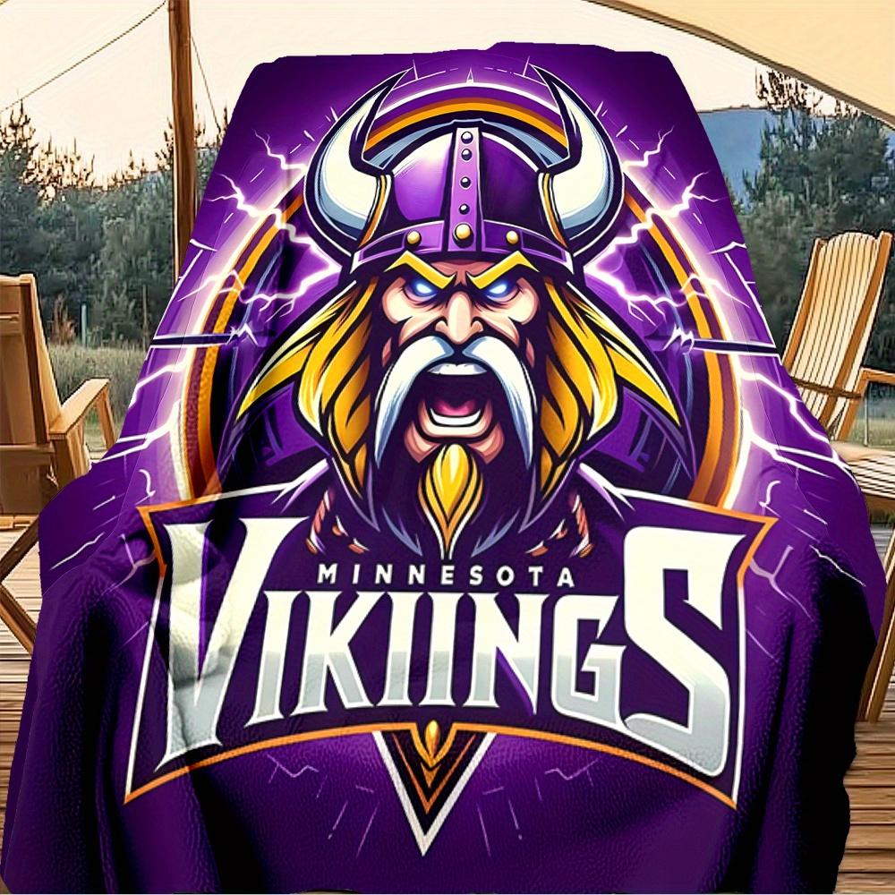 1pc Vikings, Minnesota, Helmet Digital Printed Flannel Blanket, Super Soft Plush Fleece Bed Cover, Multipurpose Four Season Blanket for Sofa