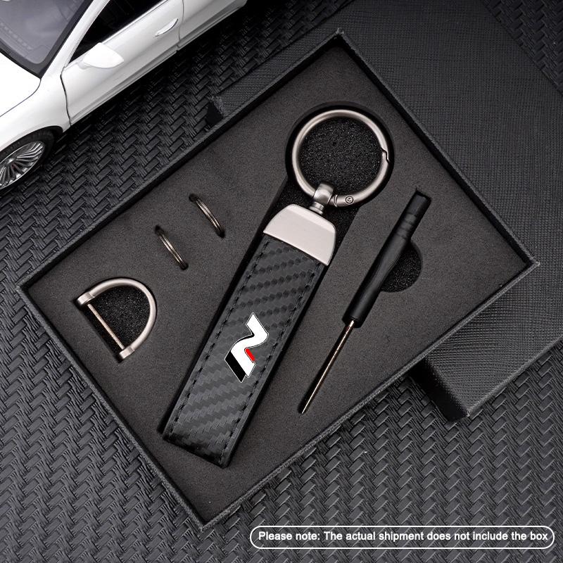 Bil Kolfiber Läder Zinklegering Nyckelring Mikrofiber Nyckelring För Hyundai N Tucson Accent Elantra Santa fe Sonata I10 I20