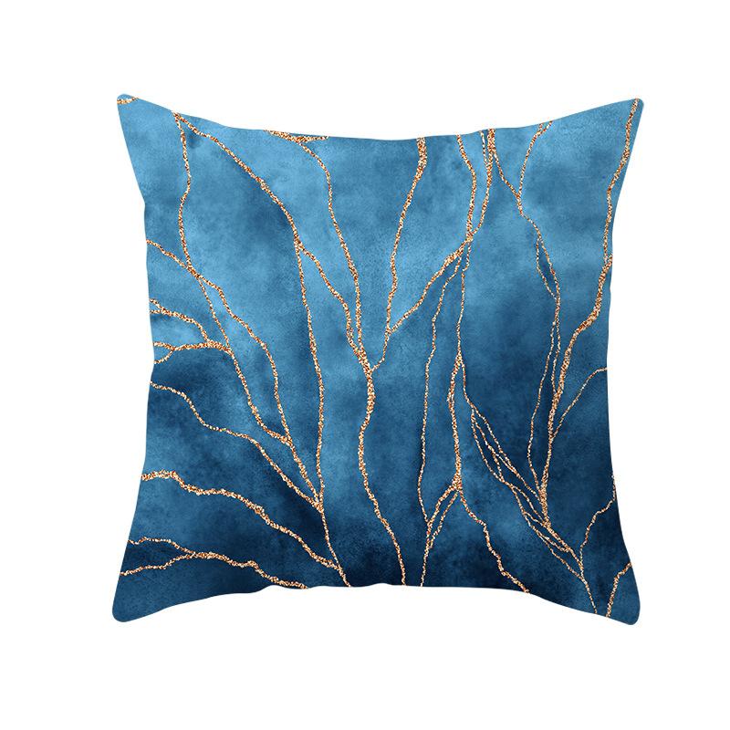 New Blue Ink Abstract Pillowcase Gold Edge Inkjet Art Home Sleeping Pillow Cushion Cover